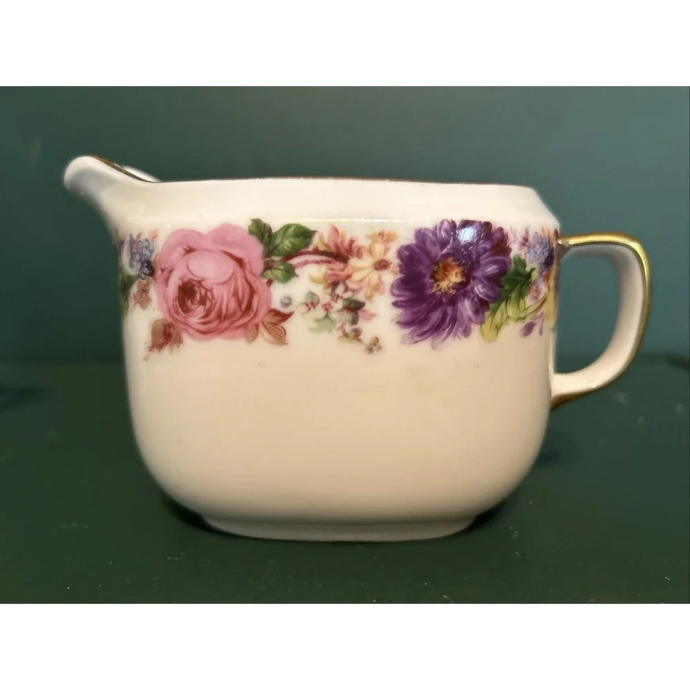 Vintage‎ 1930s Epiag Aich Czechoslovakia Floral Rare Pattern Creamer and Sugar